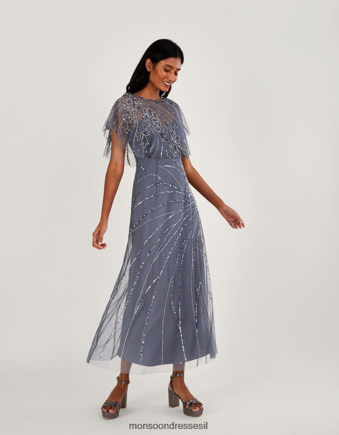 הַלבָּשָׁה Monsoon שמלת מקסי רקומה של סיינה באורך קצר יותר כחול (כחול כהה) נשים HTJ0TZ1061