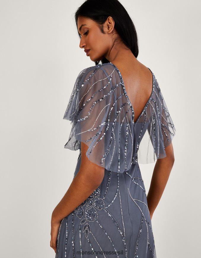 הַלבָּשָׁה Monsoon שמלת מקסי רקומה של סיינה באורך קצר יותר כחול (כחול כהה) נשים HTJ0TZ1061