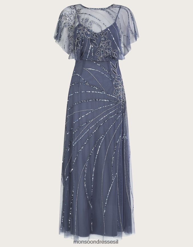 הַלבָּשָׁה Monsoon שמלת מקסי רקומה של סיינה באורך קצר יותר כחול (כחול כהה) נשים HTJ0TZ1061