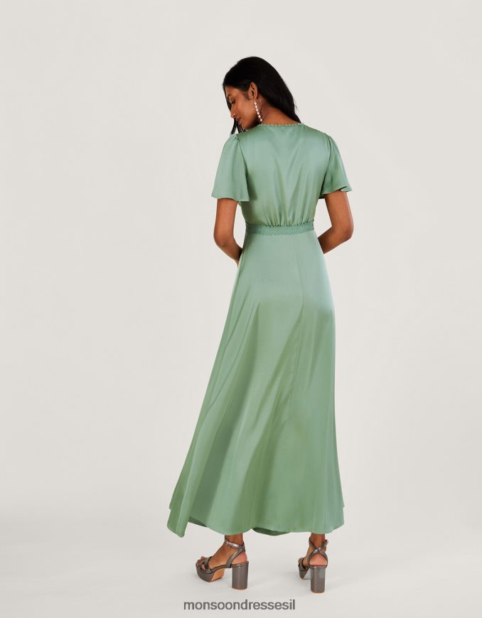 הַלבָּשָׁה Monsoon שמלת מקסי באורך קצר יותר של קיסוס ירוק נשים HTJ0TZ1062