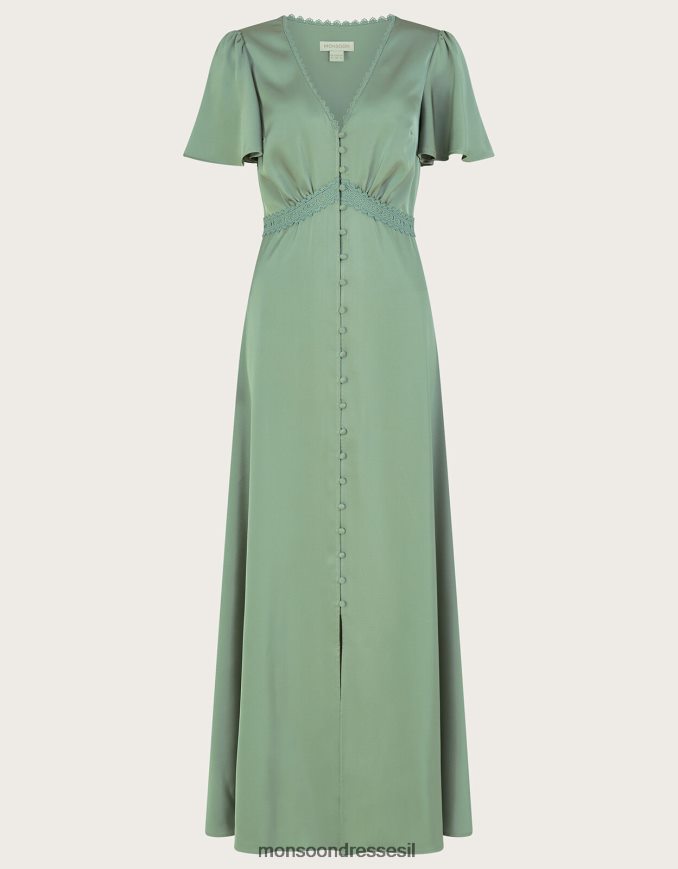 הַלבָּשָׁה Monsoon שמלת מקסי באורך קצר יותר של קיסוס ירוק נשים HTJ0TZ1062
