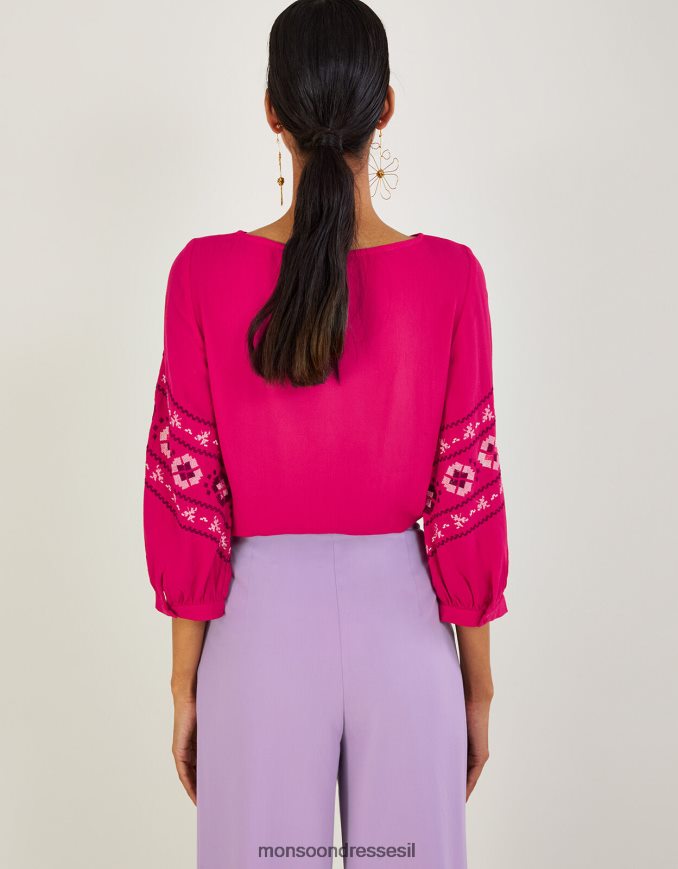 הַלבָּשָׁה Monsoon עליונית רקומה של אליאנה בוויסקוזה בת קיימא וָרוֹד נשים HTJ0TZ1065