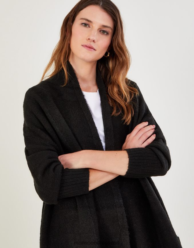 הַלבָּשָׁה Monsoon קרדיגן כיס ארוך עם פוליאסטר ממוחזר שָׁחוֹר נשים HTJ0TZ1069