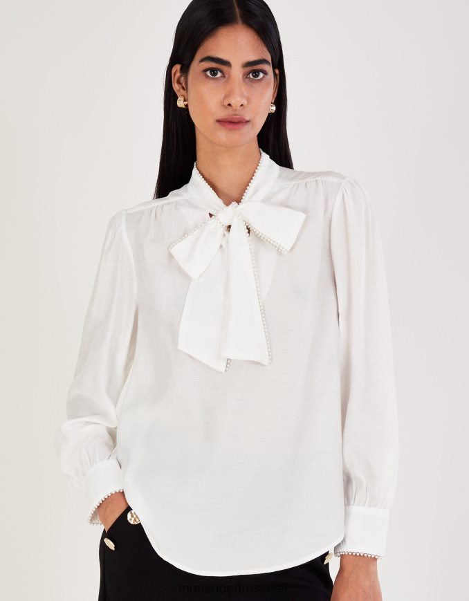 הַלבָּשָׁה Monsoon חולצת פולי כוס קשת שֶׁנהָב נשים HTJ0TZ106