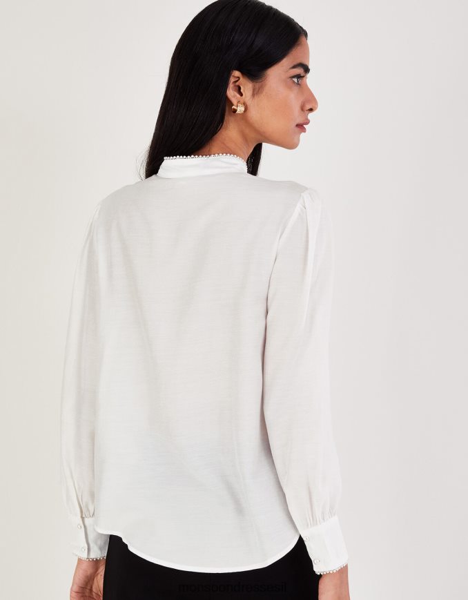 הַלבָּשָׁה Monsoon חולצת פולי כוס קשת שֶׁנהָב נשים HTJ0TZ106