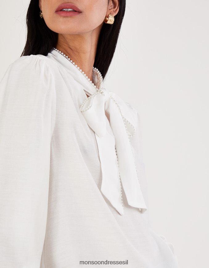 הַלבָּשָׁה Monsoon חולצת פולי כוס קשת שֶׁנהָב נשים HTJ0TZ106