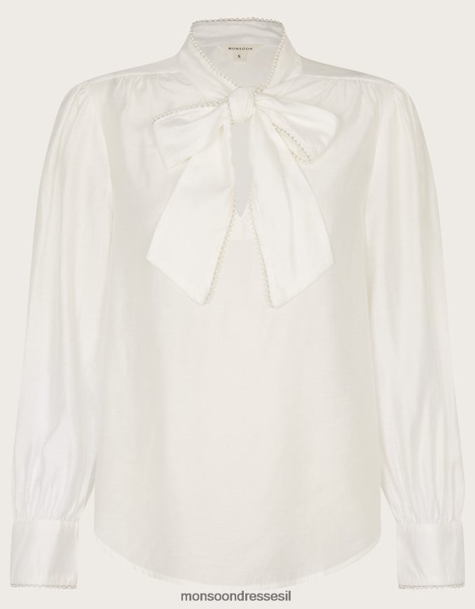 הַלבָּשָׁה Monsoon חולצת פולי כוס קשת שֶׁנהָב נשים HTJ0TZ106