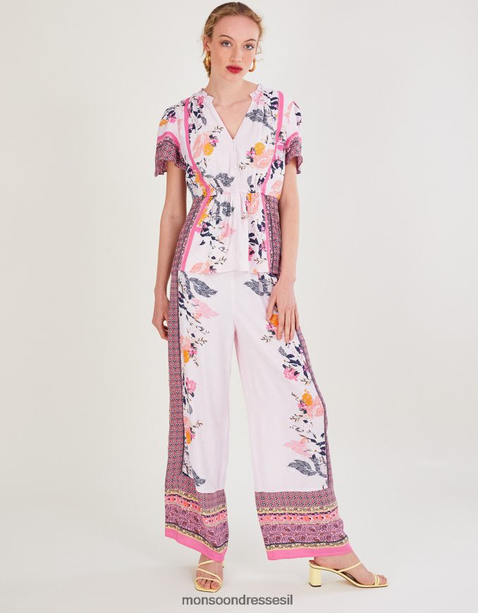 הַלבָּשָׁה Monsoon טופ הדפס פדרה בוויסקוזה בר-קיימא ורוד (סומק) נשים HTJ0TZ1078