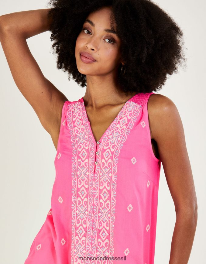 הַלבָּשָׁה Monsoon חולצת אפוד רקומה עם רצועה רחבה וָרוֹד נשים HTJ0TZ1082