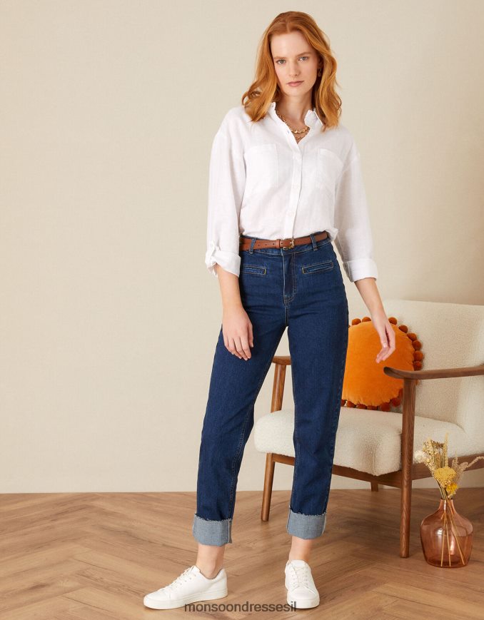 הַלבָּשָׁה Monsoon ג'ינס דנים עם שרוול עמוק כחול (כחול ג'ינס) נשים HTJ0TZ1085