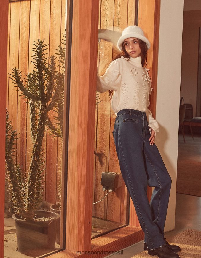 הַלבָּשָׁה Monsoon ג'ינס דנים עם שרוול עמוק כחול (כחול ג'ינס) נשים HTJ0TZ1085