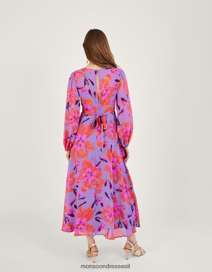 הַלבָּשָׁה Monsoon שמלה עם הדפס פרחים של לילית בוויסקוזה בת קיימא סגול (לילך) נשים HTJ0TZ1087