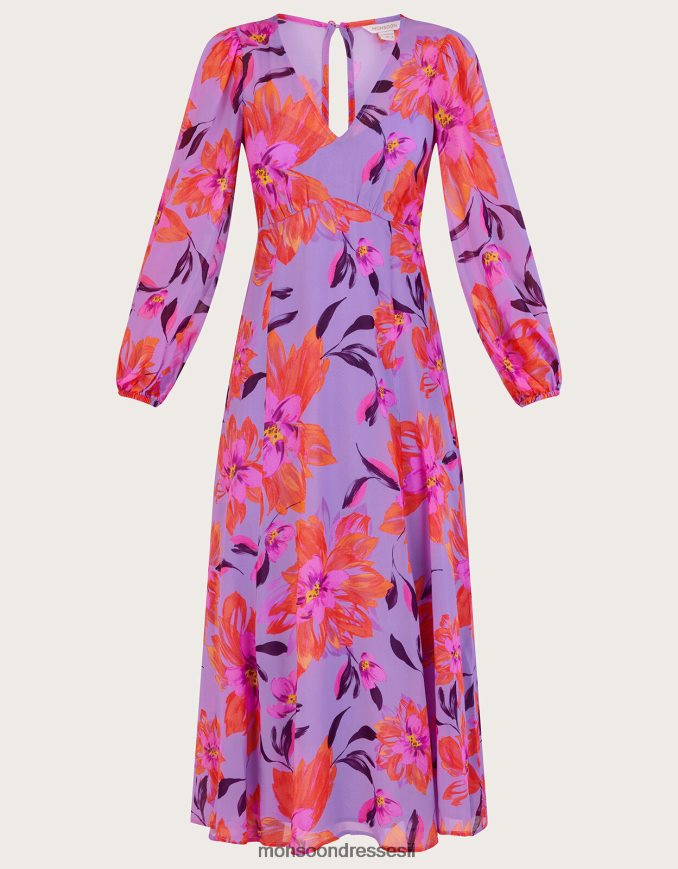 הַלבָּשָׁה Monsoon שמלה עם הדפס פרחים של לילית בוויסקוזה בת קיימא סגול (לילך) נשים HTJ0TZ1087