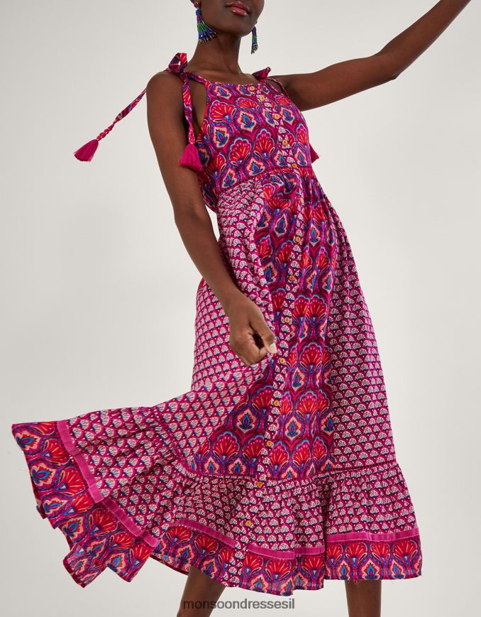 הַלבָּשָׁה Monsoon שמלה עם הדפס מאוורר של אוקטביה וָרוֹד נשים HTJ0TZ109