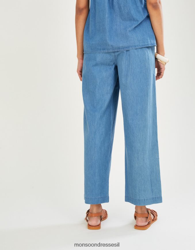 הַלבָּשָׁה Monsoon מכנסי משיכה בג'ינס מכותנה בת קיימא כְּחוֹל נשים HTJ0TZ1092