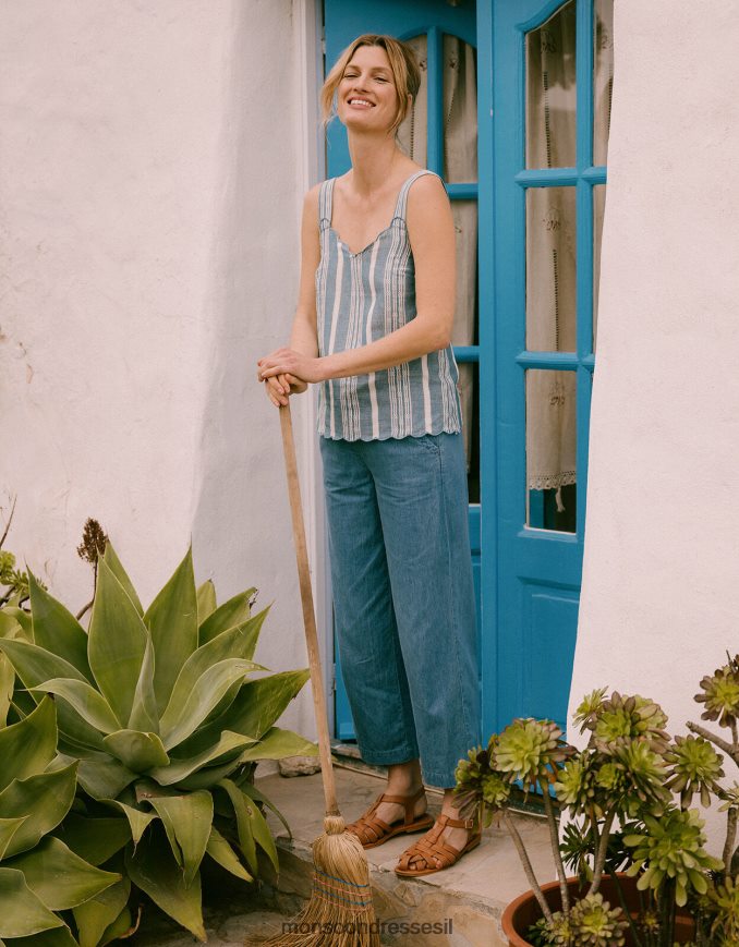 הַלבָּשָׁה Monsoon מכנסי משיכה בג'ינס מכותנה בת קיימא כְּחוֹל נשים HTJ0TZ1092