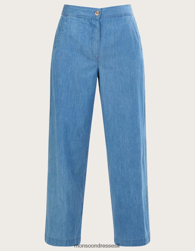 הַלבָּשָׁה Monsoon מכנסי משיכה בג'ינס מכותנה בת קיימא כְּחוֹל נשים HTJ0TZ1092