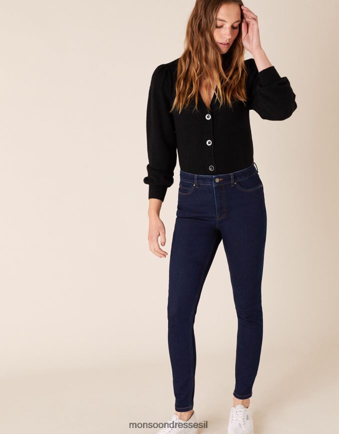 הַלבָּשָׁה Monsoon ג'ינס סקיני באורך קצר של איריס כחול (כחול שחור) נשים HTJ0TZ1097