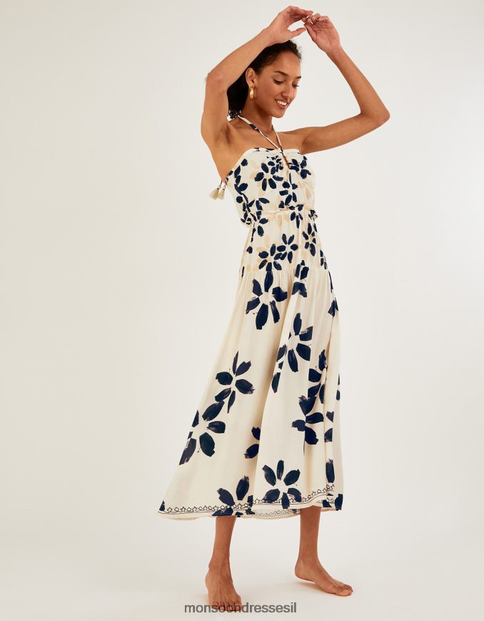 הַלבָּשָׁה Monsoon שמלה אבסטרקטית בהדפס פרחים שֶׁנהָב נשים HTJ0TZ1098