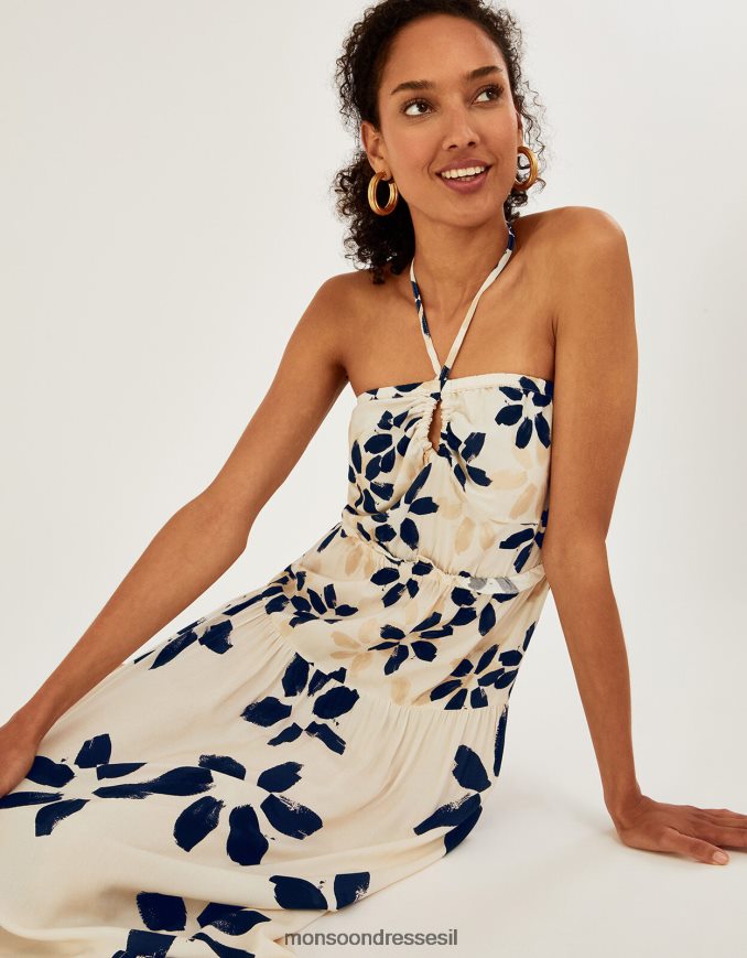 הַלבָּשָׁה Monsoon שמלה אבסטרקטית בהדפס פרחים שֶׁנהָב נשים HTJ0TZ1098