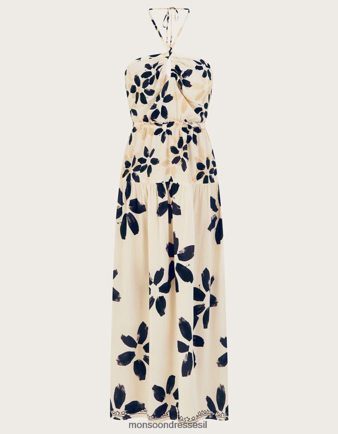 הַלבָּשָׁה Monsoon שמלה אבסטרקטית בהדפס פרחים שֶׁנהָב נשים HTJ0TZ1098