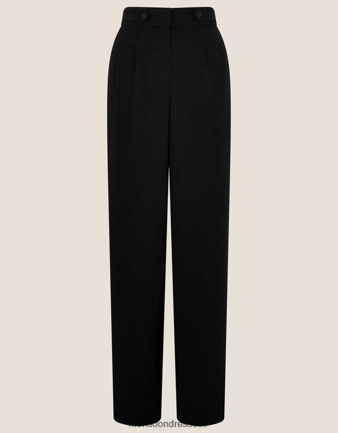 הַלבָּשָׁה Monsoon מכנסי רגליים רחבות של ג'יימי עם פוליאסטר ממוחזר שָׁחוֹר נשים HTJ0TZ1103