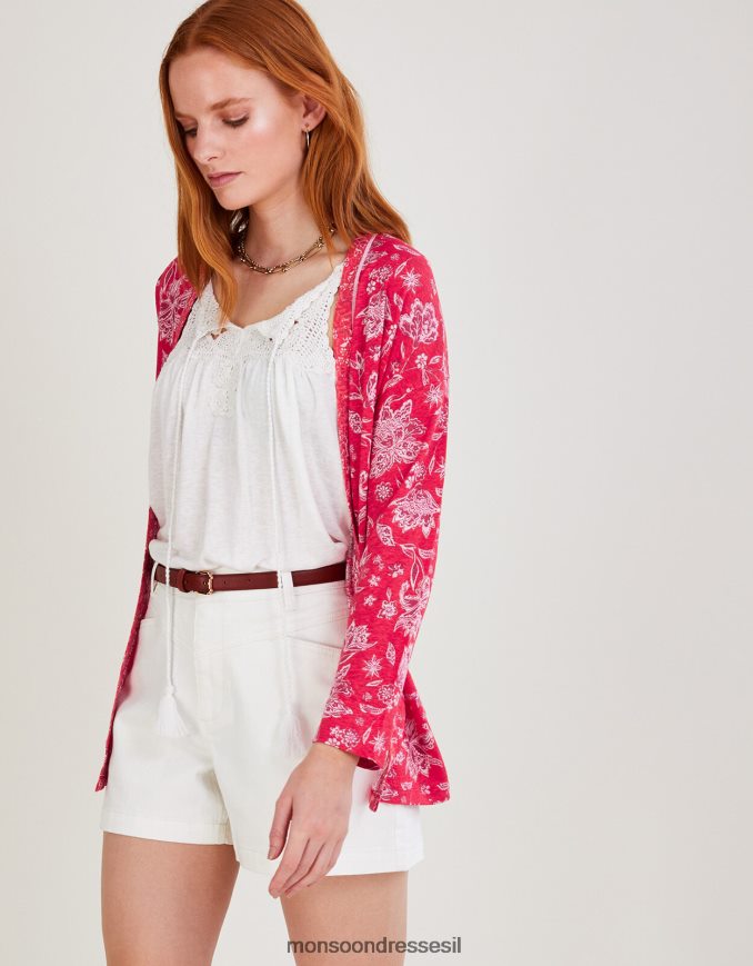 הַלבָּשָׁה Monsoon כיסוי מודפס בקנה מידה פרחוני של פשתן תפוז נשים HTJ0TZ1109