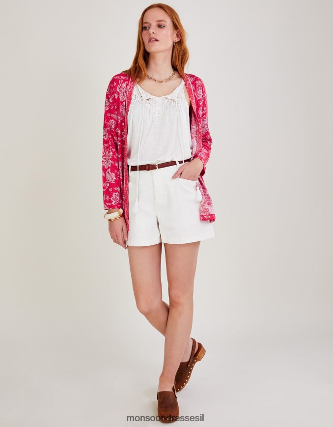 הַלבָּשָׁה Monsoon כיסוי מודפס בקנה מידה פרחוני של פשתן תפוז נשים HTJ0TZ1109