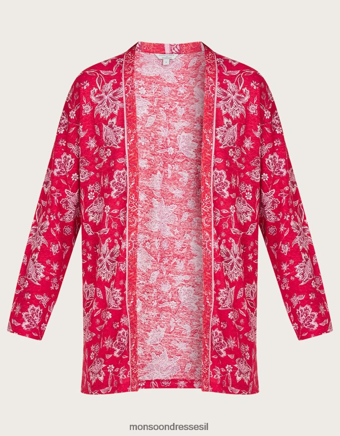 הַלבָּשָׁה Monsoon כיסוי מודפס בקנה מידה פרחוני של פשתן תפוז נשים HTJ0TZ1109