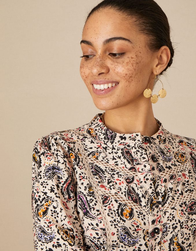 הַלבָּשָׁה Monsoon שמלת תחרה בהדפס פייזלי שֶׁנהָב נשים HTJ0TZ1114