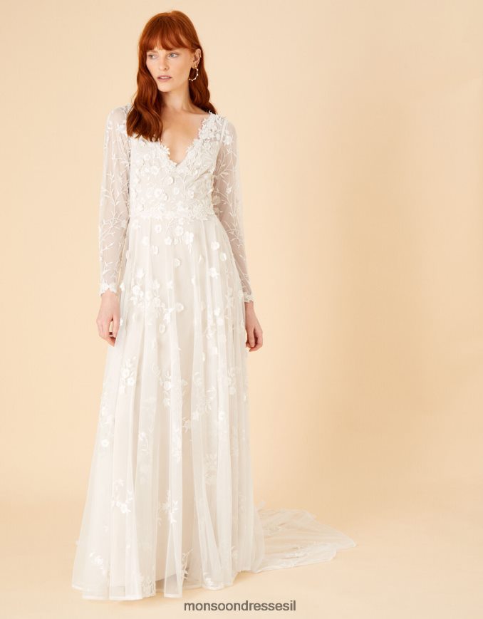 הַלבָּשָׁה Monsoon שמלת מקסי כלה מעוטרת לתבוע שֶׁנהָב נשים HTJ0TZ1116