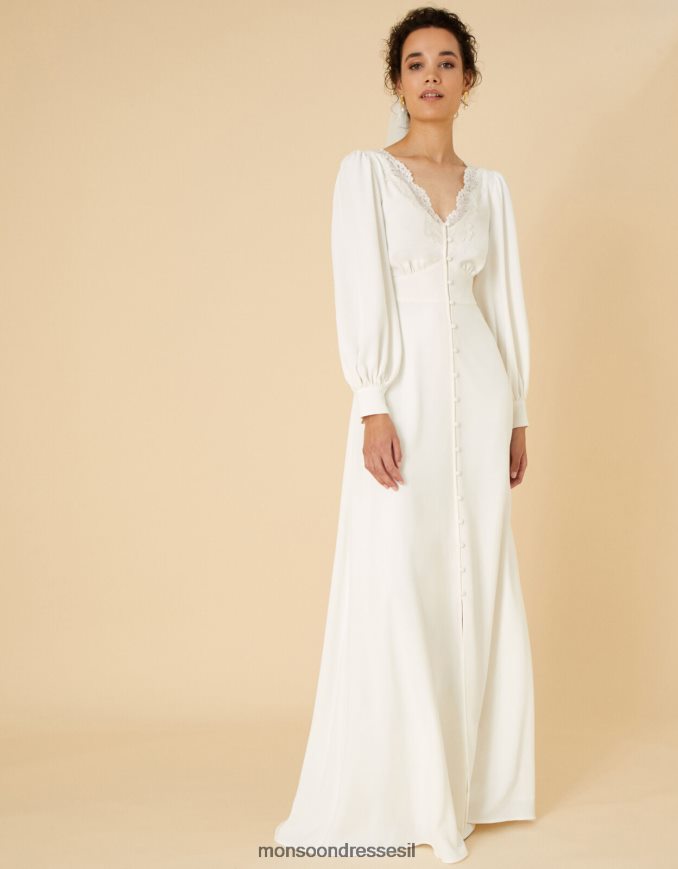 הַלבָּשָׁה Monsoon שמלת תחרה לכלה עם שרוול ארוך של ססיליה שֶׁנהָב נשים HTJ0TZ1119