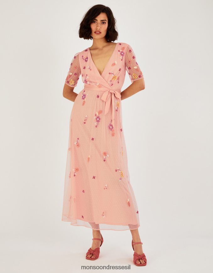 הַלבָּשָׁה Monsoon שמלת מידי מעוטרת תחרה תפוז (אפרסק) נשים HTJ0TZ1123