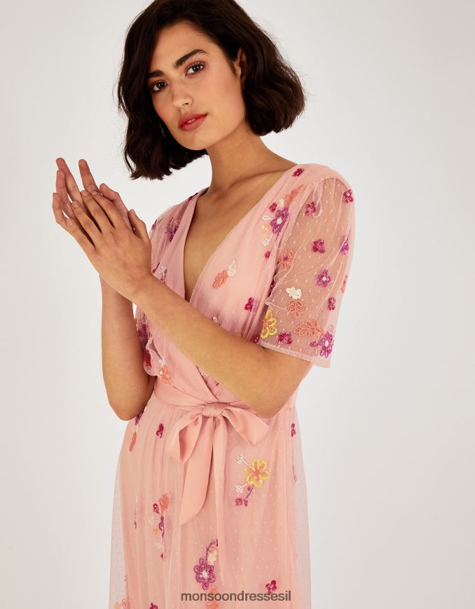 הַלבָּשָׁה Monsoon שמלת מידי מעוטרת תחרה תפוז (אפרסק) נשים HTJ0TZ1123