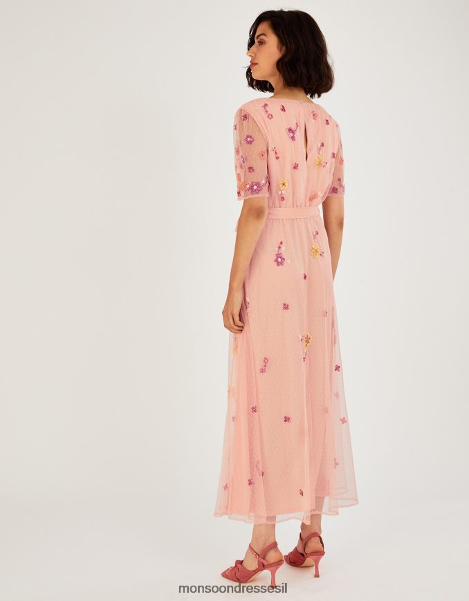 הַלבָּשָׁה Monsoon שמלת מידי מעוטרת תחרה תפוז (אפרסק) נשים HTJ0TZ1123