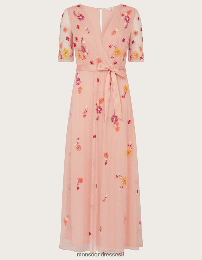 הַלבָּשָׁה Monsoon שמלת מידי מעוטרת תחרה תפוז (אפרסק) נשים HTJ0TZ1123