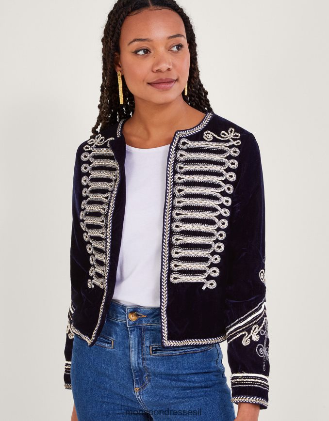 הַלבָּשָׁה Monsoon מעיל צבאי רקמה מאיה כחול (חצות) נשים HTJ0TZ112