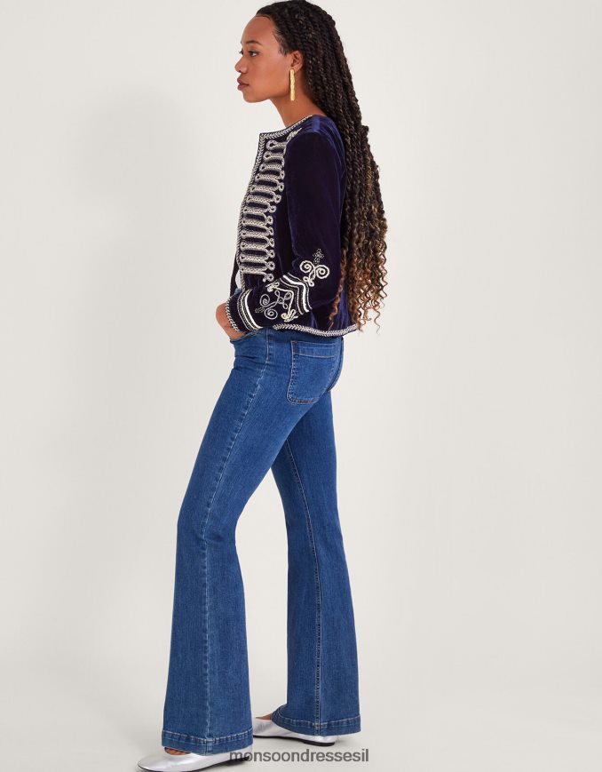 הַלבָּשָׁה Monsoon מעיל צבאי רקמה מאיה כחול (חצות) נשים HTJ0TZ112