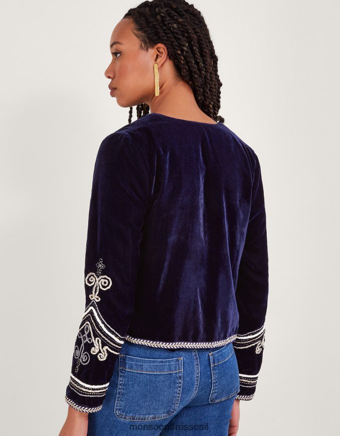 הַלבָּשָׁה Monsoon מעיל צבאי רקמה מאיה כחול (חצות) נשים HTJ0TZ112