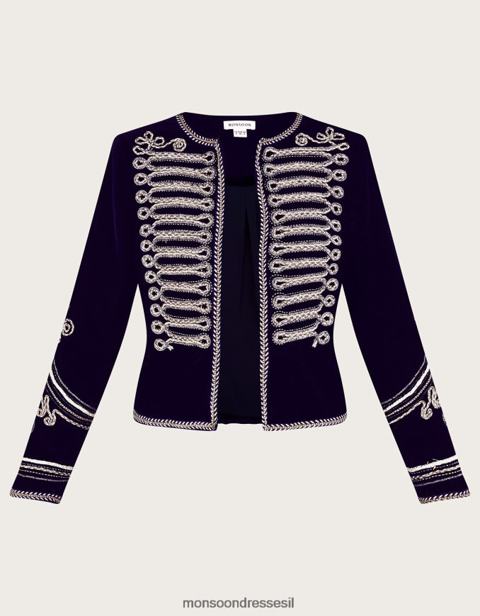 הַלבָּשָׁה Monsoon מעיל צבאי רקמה מאיה כחול (חצות) נשים HTJ0TZ112