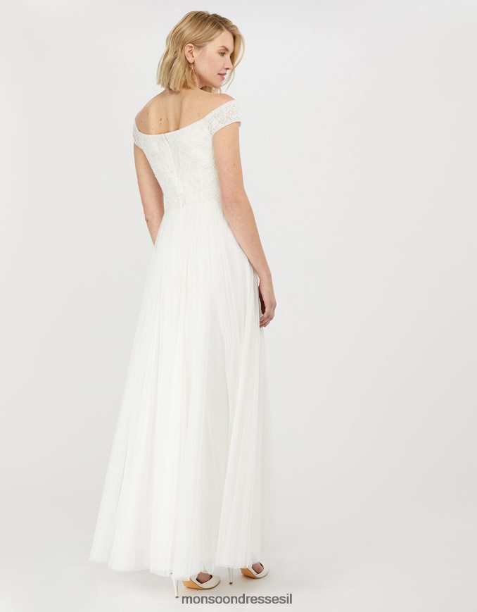 הַלבָּשָׁה Monsoon שמלת כלה ברדו מעוטרת באמלין שֶׁנהָב נשים HTJ0TZ1130