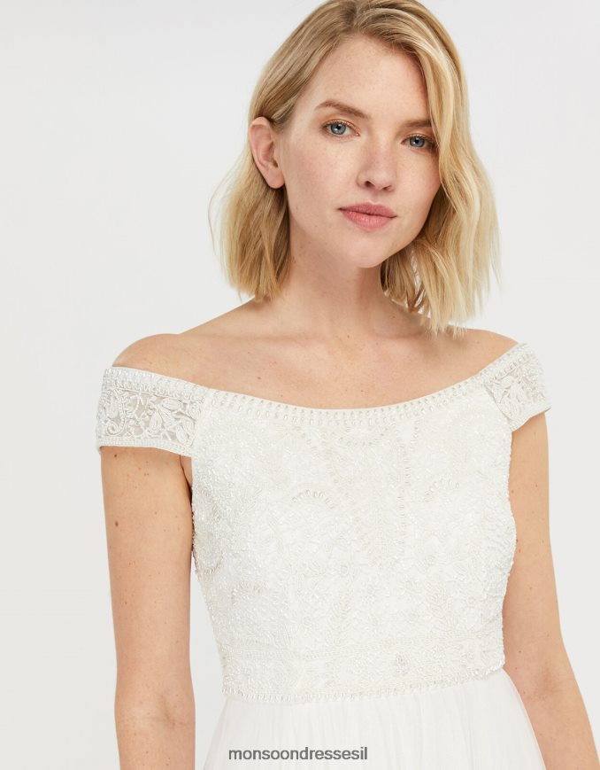 הַלבָּשָׁה Monsoon שמלת כלה ברדו מעוטרת באמלין שֶׁנהָב נשים HTJ0TZ1130