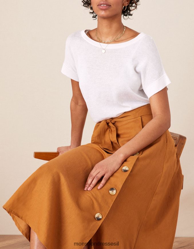 הַלבָּשָׁה Monsoon חצאית מידי בכפתור מדמה גמל (קרמל) נשים HTJ0TZ1132