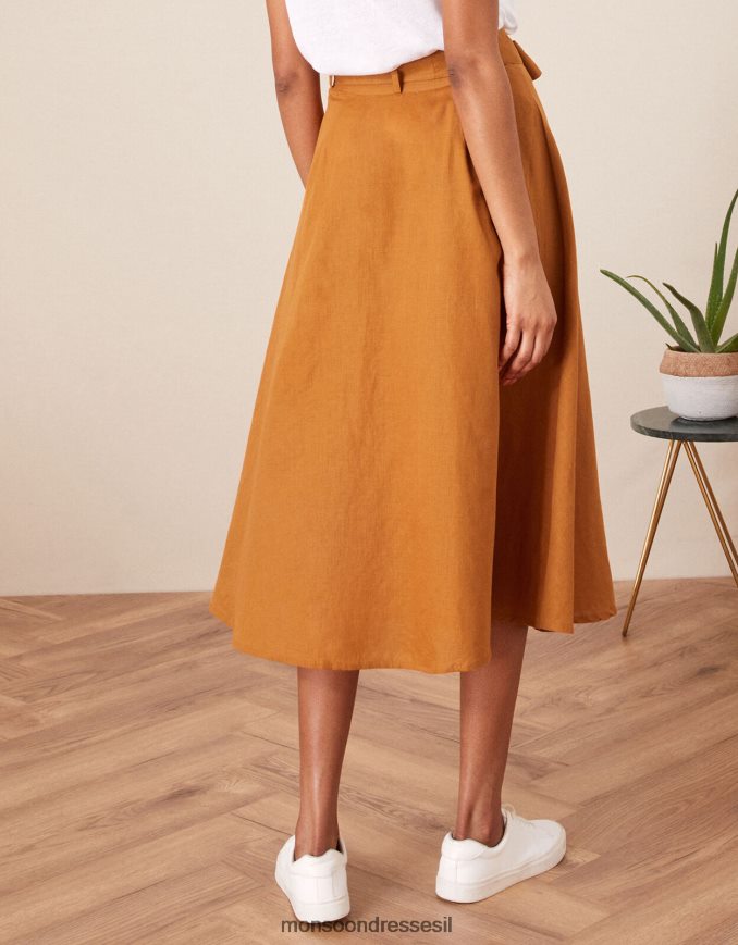 הַלבָּשָׁה Monsoon חצאית מידי בכפתור מדמה גמל (קרמל) נשים HTJ0TZ1132