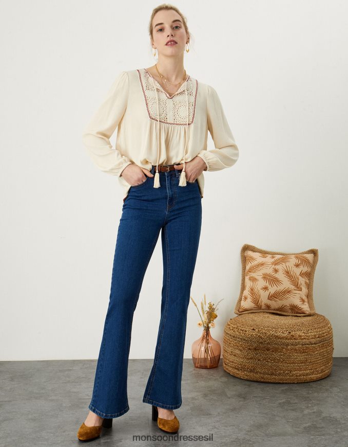 הַלבָּשָׁה Monsoon חולצת סינר סרוגה שֶׁנהָב נשים HTJ0TZ1136