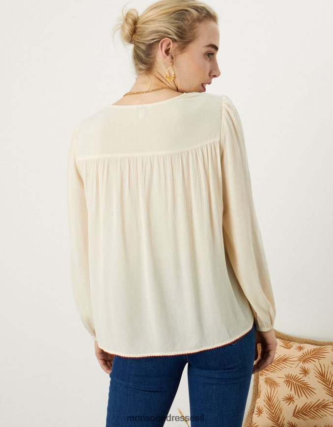 הַלבָּשָׁה Monsoon חולצת סינר סרוגה שֶׁנהָב נשים HTJ0TZ1136