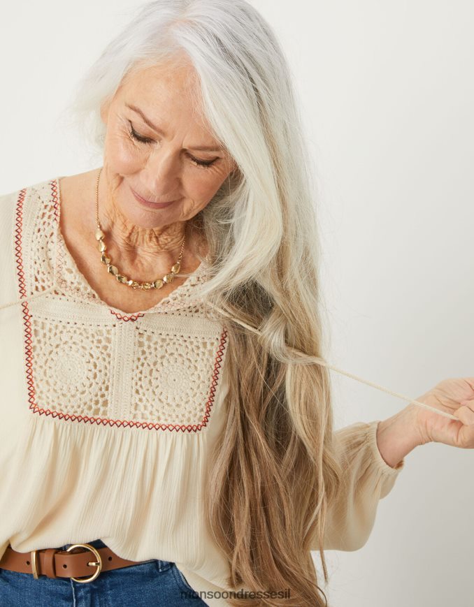 הַלבָּשָׁה Monsoon חולצת סינר סרוגה שֶׁנהָב נשים HTJ0TZ1136