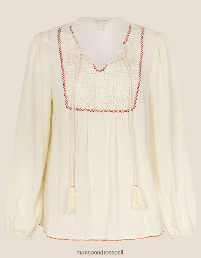 הַלבָּשָׁה Monsoon חולצת סינר סרוגה שֶׁנהָב נשים HTJ0TZ1136