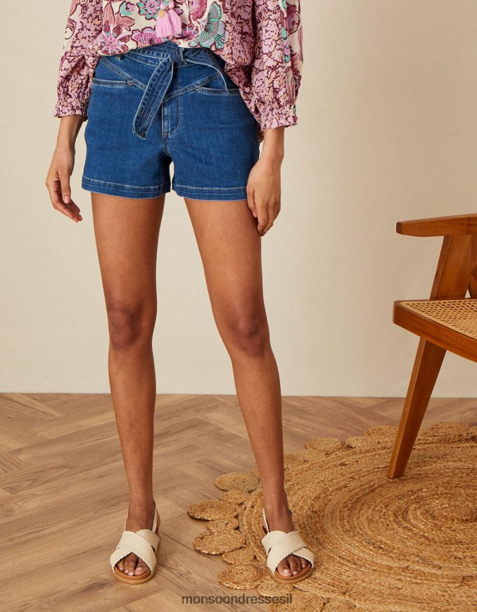 הַלבָּשָׁה Monsoon מכנסי ג'ינס קצרים של קארה כחול (כחול ג'ינס) נשים HTJ0TZ1137