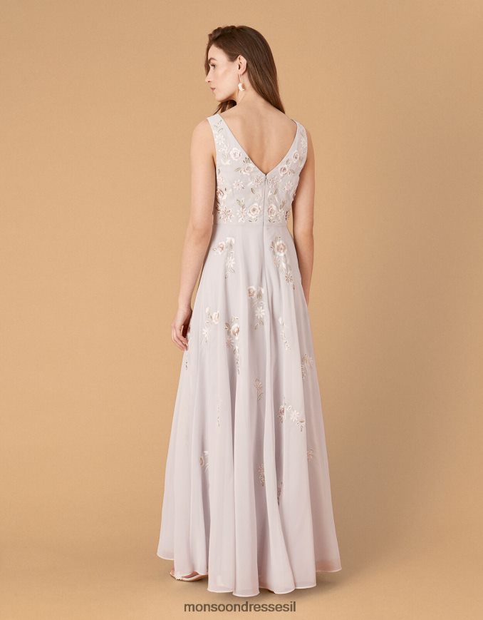 הַלבָּשָׁה Monsoon שמלת מקסי רקומה פרחונית של אדיסון כְּחוֹל נשים HTJ0TZ1146